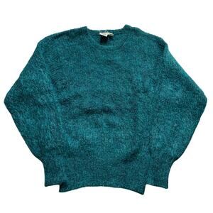 Vintage Kid Mohair/Wool Blend Sweater Blue Green Teal Longsleeve Sz med JG Hook